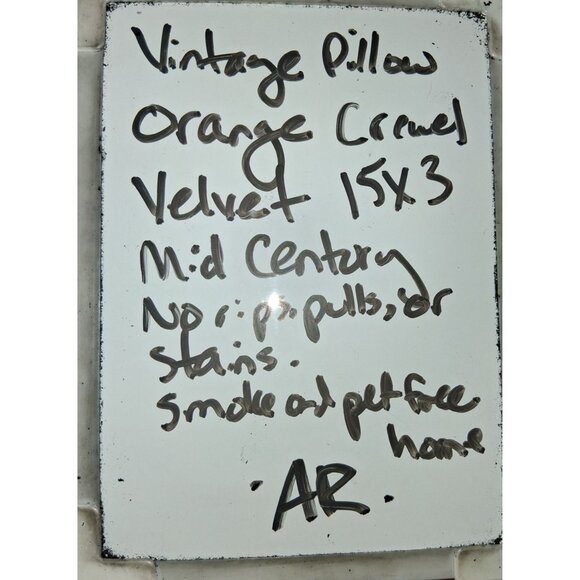 Vintage Orange Velvet Round Pillow Mid Century 15"x3" Woven Citrus - Picture 6 of 6